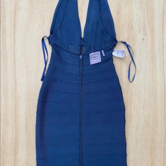 Herve Leger Blue Bandage Dress. V-neck. XS - NWT - Picture 6 of 9